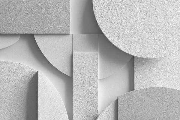 Carta da parati Composizione astratta con forme geometriche tridimensionali bianche, Carta da parati Geometriche, w04395v1 : Uwalls.it