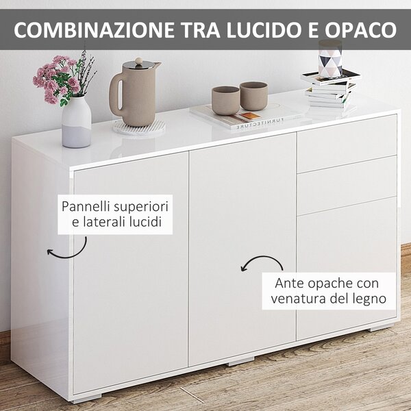 HOMCOM Mobiletto Multiuso in Legno per Soggiorno, Cucina, Ufficio con Apertura a Pressione, 117x36x74cm|Aosom