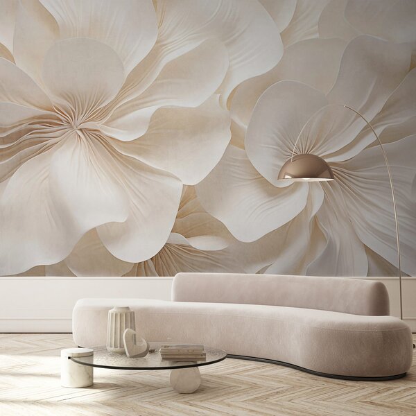 Carta da parati Primo piano di fiori dalla consistenza cremosa con petali delicati, Carta da parati 3D, Carta da parati Fiori 3D, w09346 : Uwalls.it