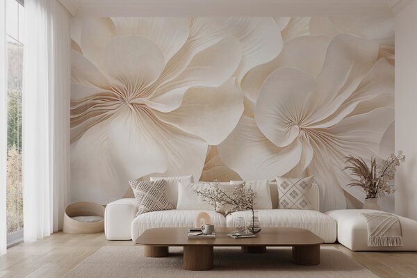 Carta da parati Primo piano di fiori dalla consistenza cremosa con petali delicati, Carta da parati 3D, Carta da parati Fiori 3D, w09346 : Uwalls.it