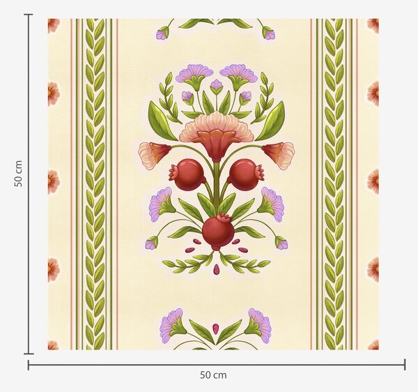 Carta da parati Ornamento decorativo con melograni e fiori, Parati fiori e piante classici, a00286 : Uwalls.it