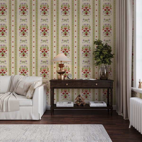 Carta da parati Ornamento decorativo con melograni e fiori, Parati fiori e piante classici, a00286 : Uwalls.it