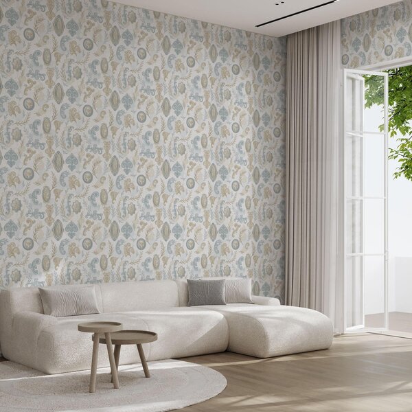 Carta da parati Ornamento classico con medaglioni e motivi, Parati stile vintage classici, a00319 : Uwalls.it