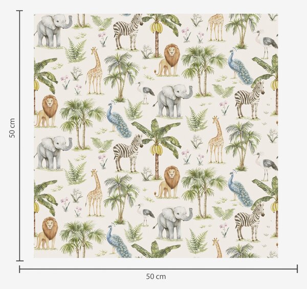 Carta da parati Animali africani tra palme e piante esotiche, Parati natura classici, a00321 : Uwalls.it
