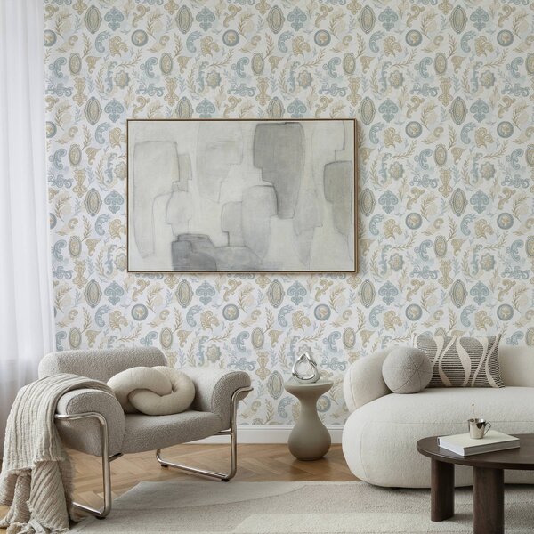 Carta da parati Ornamento classico con medaglioni e motivi, Parati stile vintage classici, a00319 : Uwalls.it