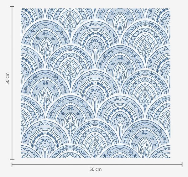 Carta da parati Ornamento blu con archi e motivi, Parati fiori e piante classici, a00332 : Uwalls.it