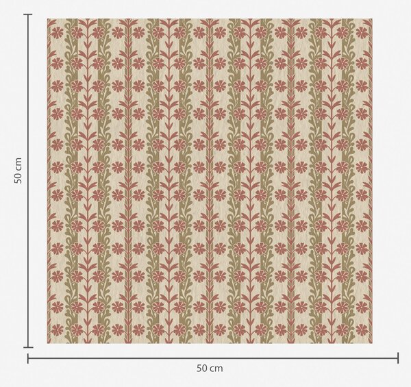 Carta da parati Ornamento a righe con fiori rossi, Parati fiori e piante classici, a00341 : Uwalls.it
