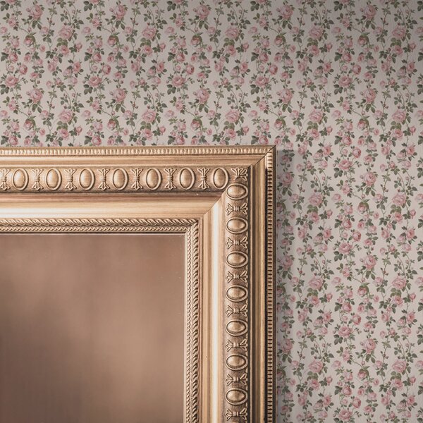 Carta da parati Rose rosa su sfondo beige, Parati fiori e piante classici, a00346 : Uwalls.it