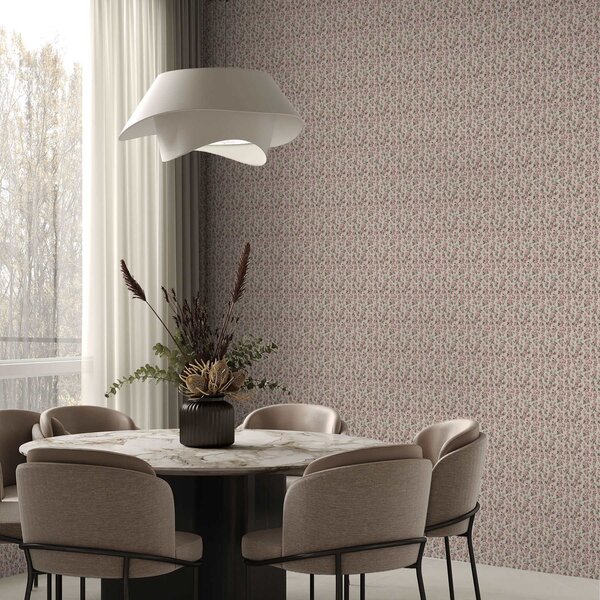 Carta da parati Rose rosa su sfondo beige, Parati fiori e piante classici, a00346 : Uwalls.it