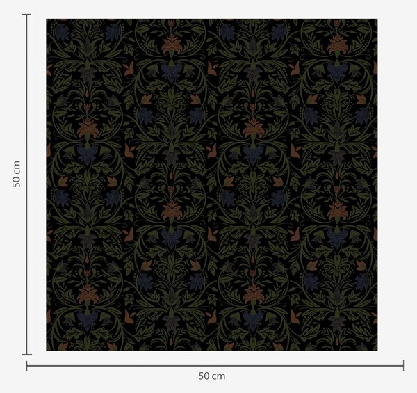 Carta da parati Ornamento scuro con piante in stile classico, Parati fiori e piante classici, a00412 : Uwalls.it