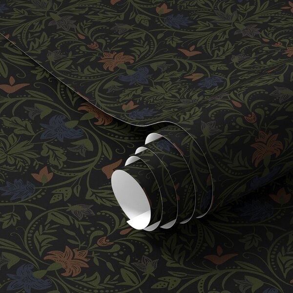 Carta da parati Ornamento scuro con piante in stile classico, Parati fiori e piante classici, a00412 : Uwalls.it