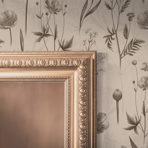 Carta da parati Fiori gialli e verde nei toni del grigio-marrone, Parati fiori e piante classici, a00472v1 : Uwalls.it