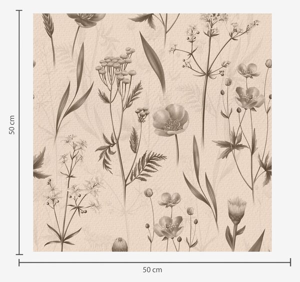 Carta da parati Fiori gialli e verde nei toni del grigio-marrone, Parati fiori e piante classici, a00472v1 : Uwalls.it