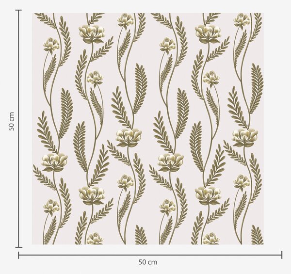 Carta da parati Ornamento verticale con fiori bianchi su sfondo rosa, Parati fiori e piante classici, a00476 : Uwalls.it