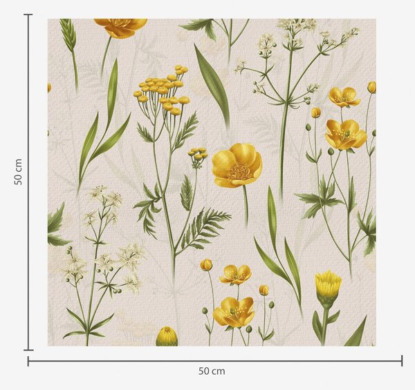 Carta da parati Fiori gialli e verde su sfondo beige, Parati fiori e piante classici, a00472v2 : Uwalls.it