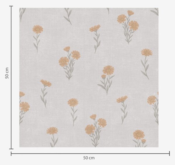 Carta da parati Piccoli fiori arancioni su sfondo grigio chiaro, Parati fiori e piante classici, a00486 : Uwalls.it