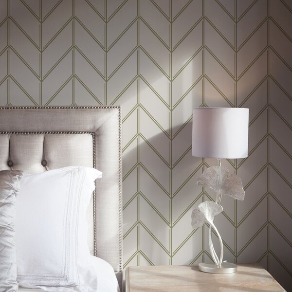 Carta da parati Geometria a forma di abete con linee doppie, Parati astratta classici, a00488 : Uwalls.it