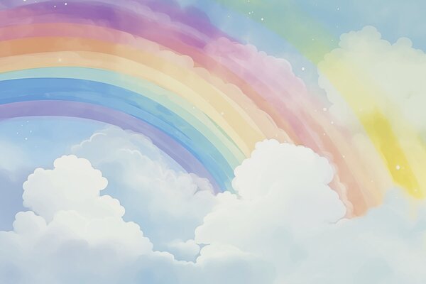 Carta da parati Arcobaleno nel cielo, Carta da parati per Bambini, Carta da parati per bambini Arcobaleno, w04487 : Uwalls.it