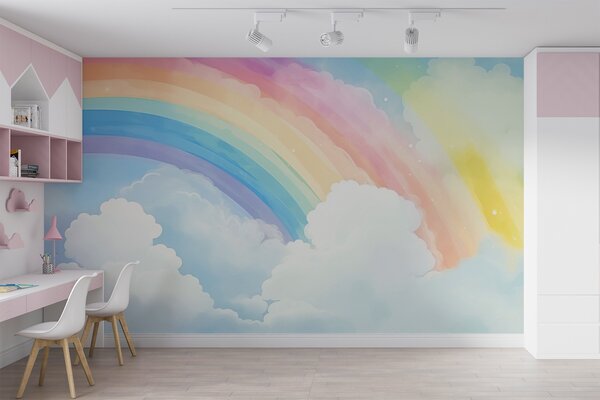Carta da parati Arcobaleno nel cielo, Carta da parati per Bambini, Carta da parati per bambini Arcobaleno, w04487 : Uwalls.it