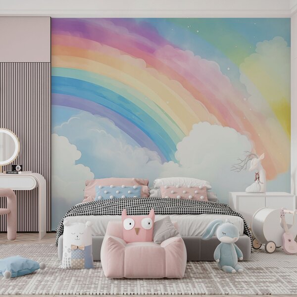Carta da parati Arcobaleno nel cielo, Carta da parati per Bambini, Carta da parati per bambini Arcobaleno, w04487 : Uwalls.it