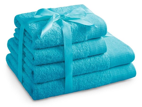 Set di asciugamani per viso e corpo tipo terry turchesi in cotone 4 pz Amari – Restilo