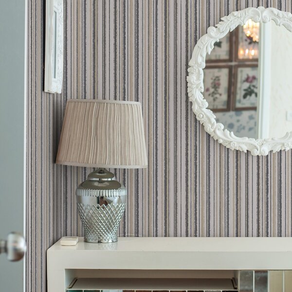 Carta da parati Strisce in tonalità grigio-beige e giallastre, Parati geometrica classici, Parati geometrica a righe classici, a00508 : Uwalls.it