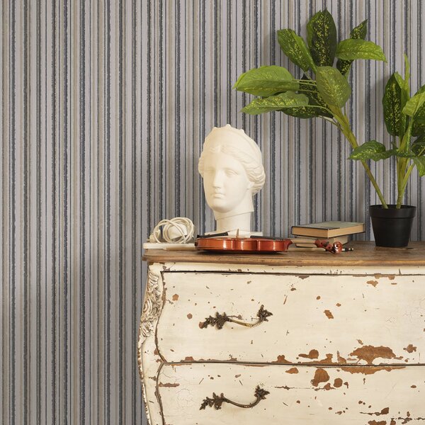 Carta da parati Strisce in tonalità grigio-beige e giallastre, Parati geometrica classici, Parati geometrica a righe classici, a00508 : Uwalls.it