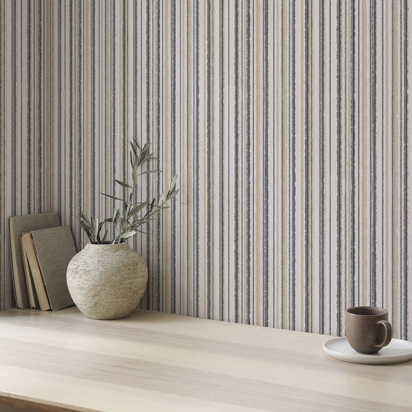 Carta da parati Strisce in tonalità grigio-beige e giallastre, Parati geometrica classici, Parati geometrica a righe classici, a00508 : Uwalls.it