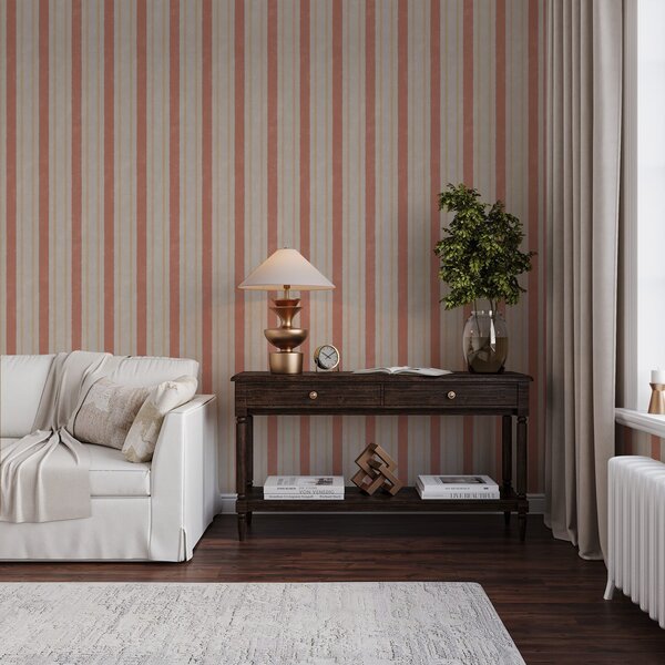 Carta da parati Ampie strisce nei toni del terracotta e del beige, Parati geometrica classici, Parati geometrica a righe classici, a00514 : Uwalls.it
