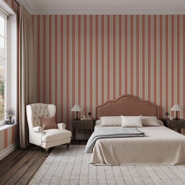 Carta da parati Strisce di terracotta brillante con accenti beige, Parati geometrica classici, Parati geometrica a righe classici, a00515 : Uwalls.it