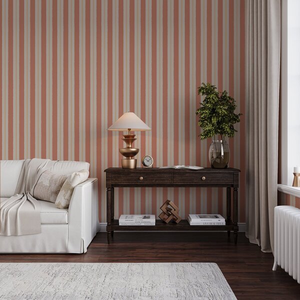 Carta da parati Strisce di terracotta brillante con accenti beige, Parati geometrica classici, Parati geometrica a righe classici, a00515 : Uwalls.it