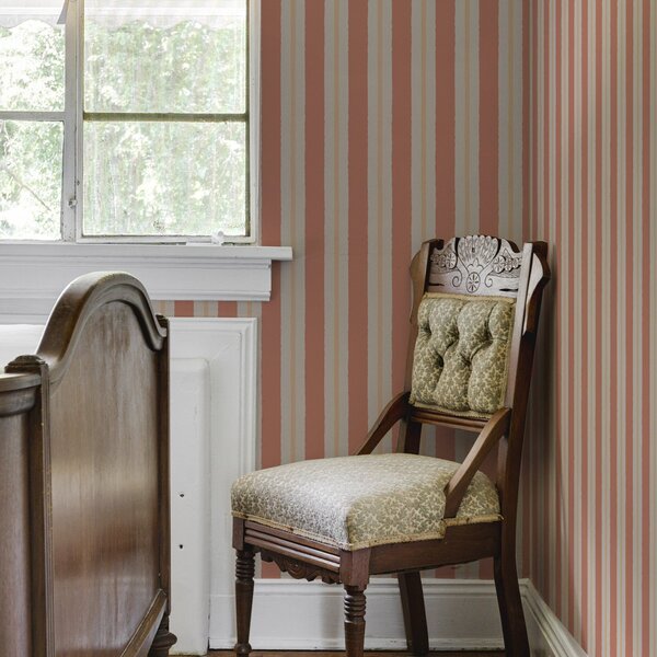 Carta da parati Strisce di terracotta brillante con accenti beige, Parati geometrica classici, Parati geometrica a righe classici, a00515 : Uwalls.it