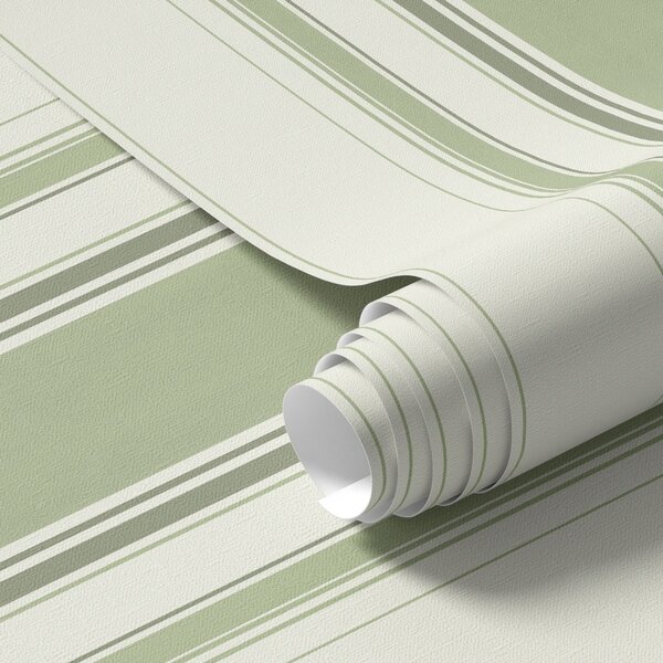 Carta da parati Fondo crema con un'ampia striscia centrale verde, Parati geometrica classici, Parati geometrica a righe classici, a00519 : Uwalls.it