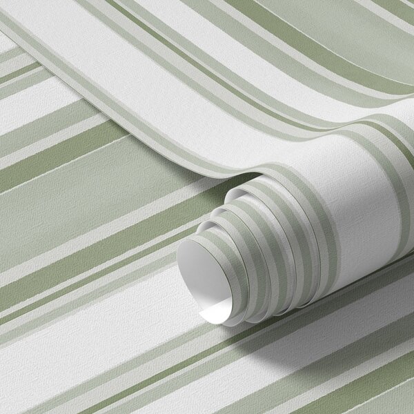 Carta da parati Strisce verdi con intervalli bianchi e linee, Parati geometrica classici, Parati geometrica a righe classici, a00526 : Uwalls.it