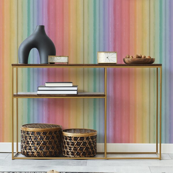 Carta da parati Strisce arcobaleno con accenti di colore, Parati geometrica classici, Parati geometrica a righe classici, a00553 : Uwalls.it