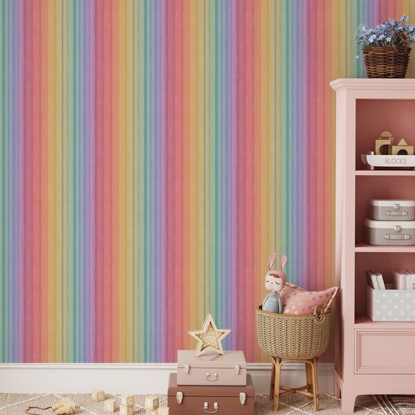 Carta da parati Strisce arcobaleno con accenti di colore, Parati geometrica classici, Parati geometrica a righe classici, a00553 : Uwalls.it