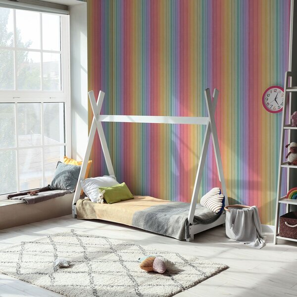 Carta da parati Strisce arcobaleno con accenti di colore, Parati geometrica classici, Parati geometrica a righe classici, a00553 : Uwalls.it