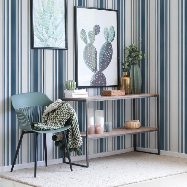 Carta da parati Strisce blu di spessore variabile con spazi vuoti, Parati geometrica classici, Parati geometrica a righe classici, a00568 : Uwalls.it