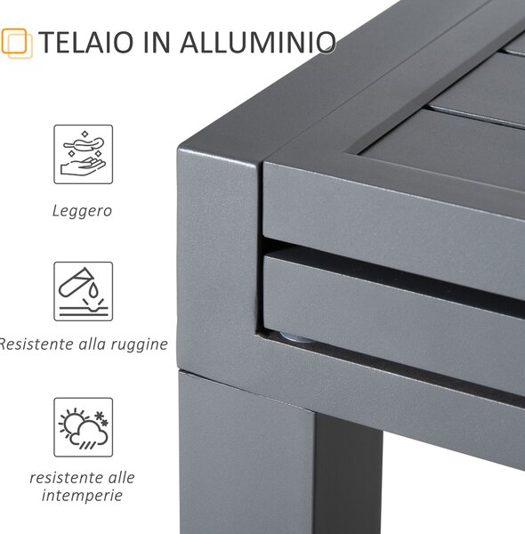 Outsunny Tavolo da Giardino Allungabile per 8-10 Persone con Struttura in Alluminio, 135-270x90x75cm, Grigio