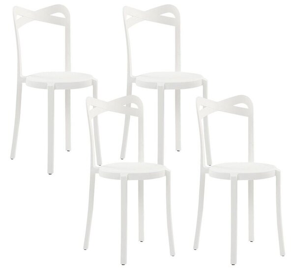 Moderno Set di 4 Sedie da pranzo per Giardino in Plastica Bianco Beliani