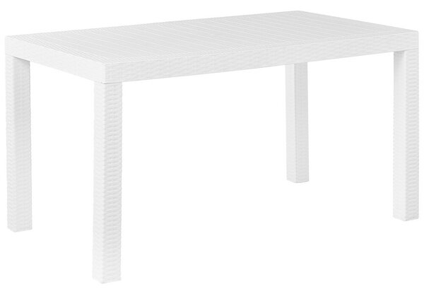 Tavolo da pranzo da giardino bianco 140 x 80 cm 6 posti rettangolare per esterno minimalista Beliani