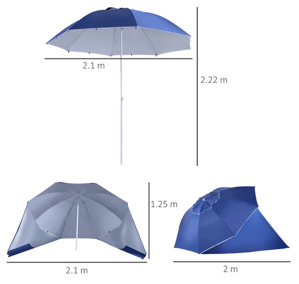 Outsunny Ombrellone Tenda Parasole 2 in 1 da Giardino Spiaggia Protezione UV 50 in Poliestere Ferro con Borsa di Trasporto 210x 222cm|Aosom