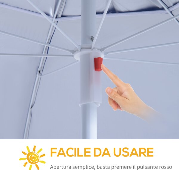Outsunny Ombrellone Tenda Parasole 2 in 1 da Giardino Spiaggia Protezione UV 50 in Poliestere Ferro con Borsa di Trasporto 210x 222cm|Aosom