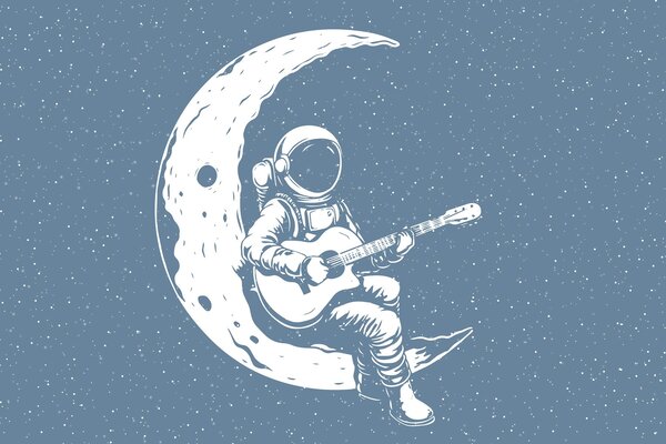 Carta da parati Cosmonauta, luna, chitarra, Carta da parati Spazio, w04514v2 : Uwalls.it