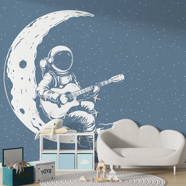 Carta da parati Cosmonauta, luna, chitarra, Carta da parati Spazio, w04514v2 : Uwalls.it
