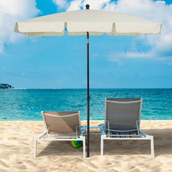 Outsunny Ombrellone da Giardino Rettangolare con Inclinazione Regolabile e Palo in Alluminio, 198x130x240cm, Beige e Nero|Aosom