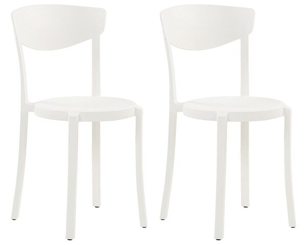 Set di 2 Sedie Moderne da Esterno e Interno in Plastica Bianco Beliani