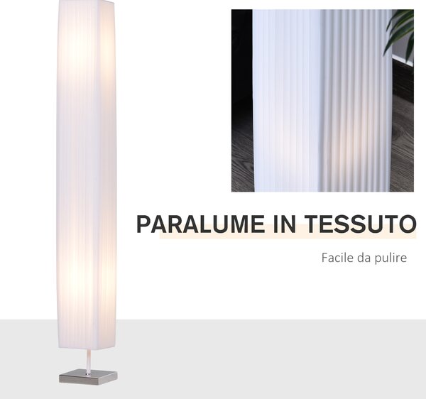 Homcom Lampada da Terra moderna con Piantana in Tessuto, Piantana Moderna da Terra per Soggiorno, Camera da Letto Bianco|Aosom