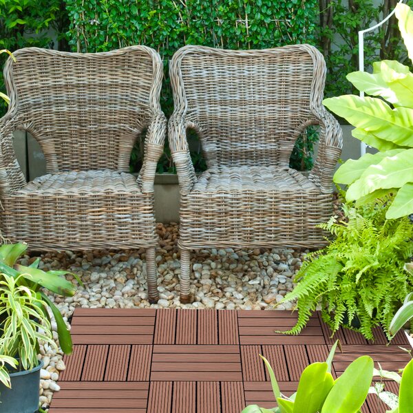 Outsunny Piastrelle da Giardino Marrone Incastrabili, Set da 11 Mattonelle per Esterno 30x30 cm, Facile Installazione|Aosom
