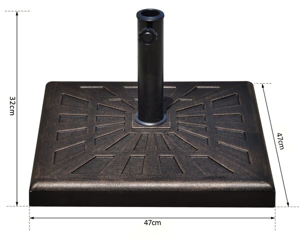 Outsunny Base Ombrellone Quadrata, Resina Resistente, Adatta Pali Ø3,8-4,8cm, Design Elegante, 47x47x32cm, Ideale per Esterni|Aosom